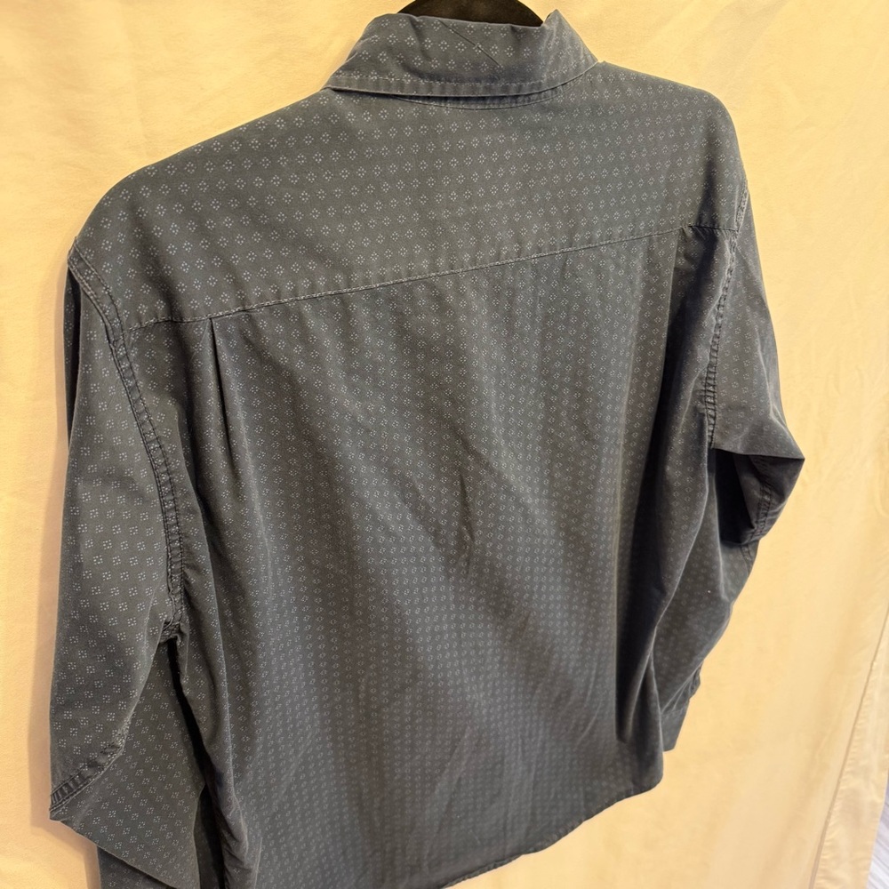 Wrangler Flex for Comfort Cotton M Long Sleeve Button Front Shirt Microprint - Picture 8 of 13